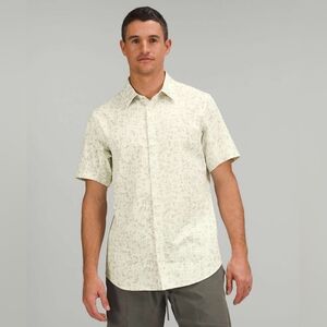 Lululemon Airing Easy Short Sleeve Shirt Drop Stitch Antique White Raw Linen